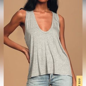 Lulus Natural State Heather Grey Ribbed Tank Top